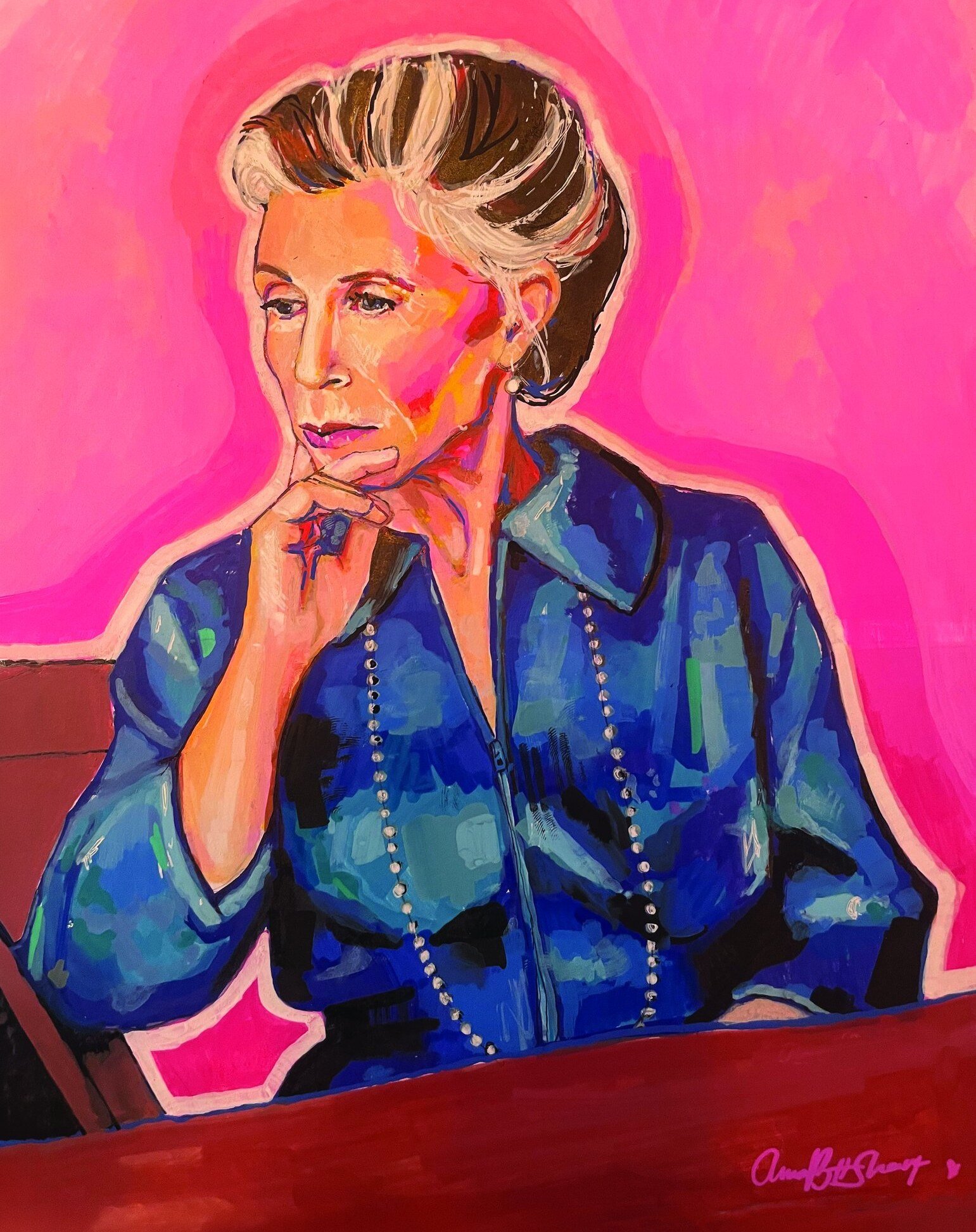 Annabelle Sharp, Portrait of Catharine A. MacKinnon, 2026. Acrylic on board.