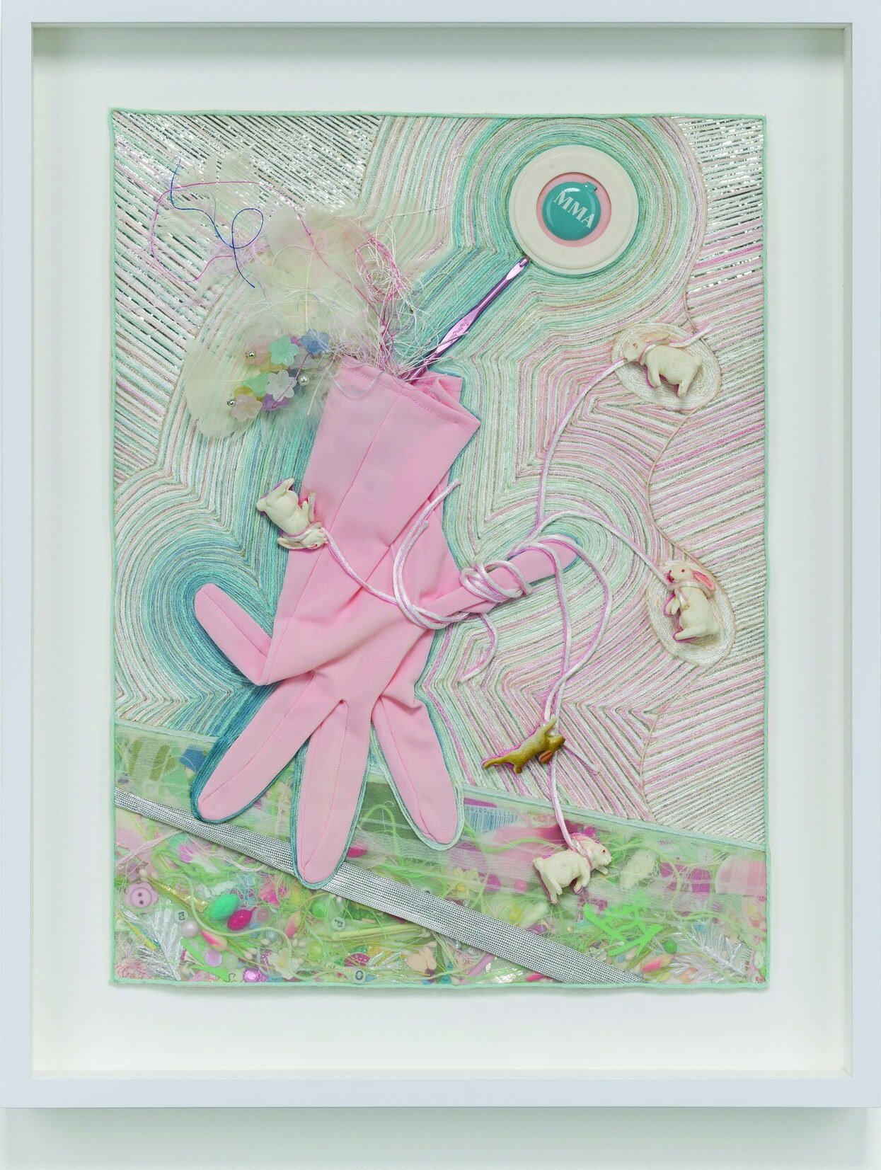 Bonnie Lucas, Booty, 1985. Assemblage on fabric. ILY2 New York.