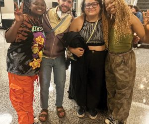 The author and Kurt with Flyana Boss members Folayan Omi Kunerede (left) and Bobbi LaNea Taylor. Photo courtesy of Aline Mello.